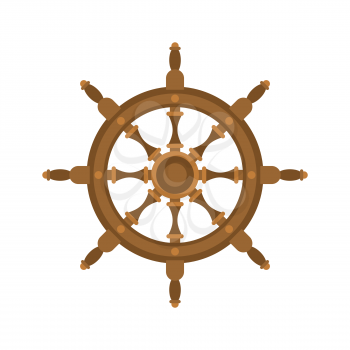 Handwheel isolated. Rudderl ship on white background
