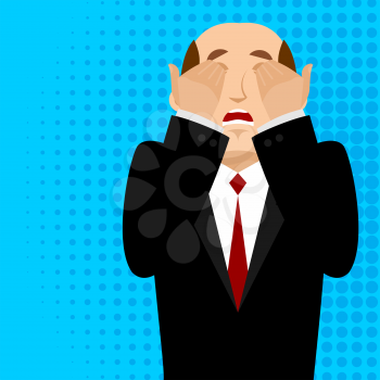 OMG boss Facepalm Pop art . Oh my god businessman is frustrated. Disappointment manager. Illustration of frustration
