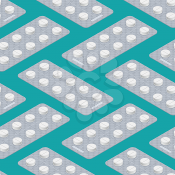 Tablets Blister seamless pattern. medical pill background. Medicine tablet texture
