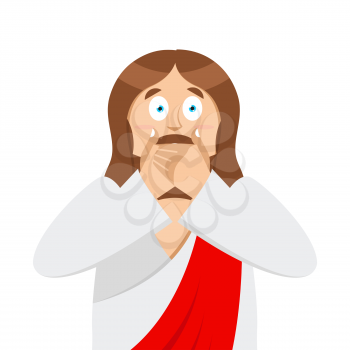 OMG Jesus is Facepalm. Oh my god Christ is disappointed. Disappointment is son of God. Illustration of frustration