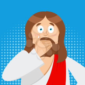 OMG Jesus is Facepalm Pop art . Oh my god Christ is disappointed. Disappointment is son of God. Illustration of frustration