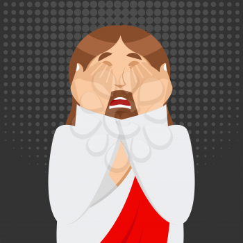 OMG Jesus is Facepalm. Oh my god Christ is disappointed. Disappointment is son of God. Illustration of frustration