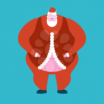 fat Santa Claus isolated. Christmas fatso. Vector illustration