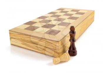 chess figures and board isolated at white background