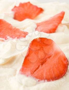 fresh strawberry in sour cream