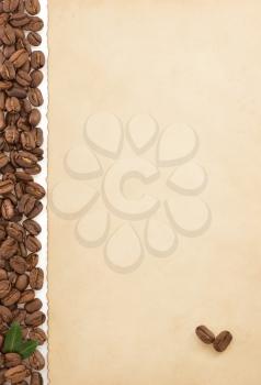 coffee concept and parchment isolated on white background