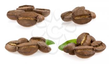 coffee beans collage  isolated on white background