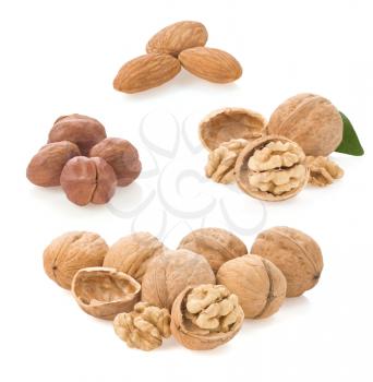 nuts in bowl isolated on white background