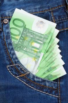 euro in jeans pocket background