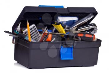 kit of tools in black box