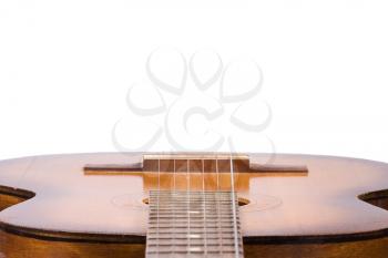 classical wood guitar on white