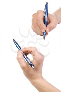 two male hands with pen