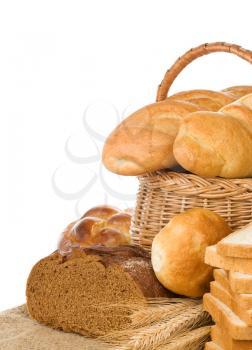 bread and bakery products isolated on white background