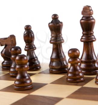 chess figures and board isolated on white background
