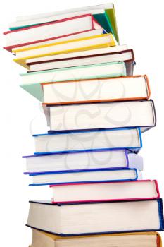 big pile of new books isolated on white background