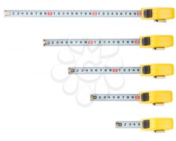 set of tape measure isolated on white background