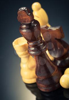 chess figures on black  background