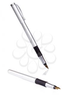 silver pen on white background