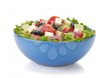 salad in bowl isolated on white background