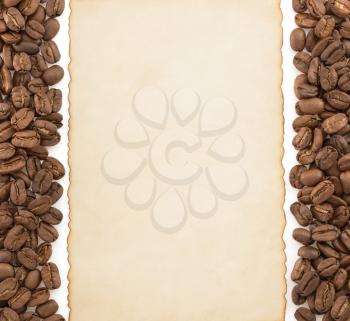 coffee concept and parchment isolated on white background