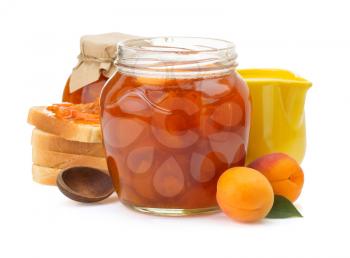 apricot jam isolated on white background