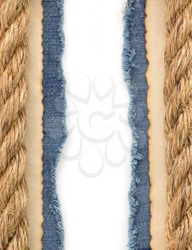 ship ropes on jeans background texture