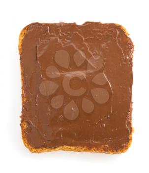 bread and sweet chocolate hazelnut isolated on white