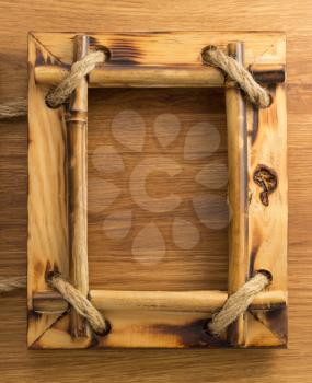 photo frame on wooden background