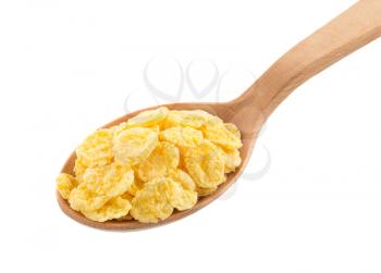 corn flakes in spoon isolated on white background