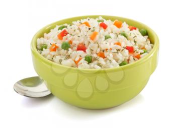 bowl full of rice isolated on white background