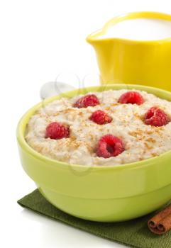 bowl of oatmeal isolated on white background