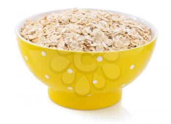 bowl of oat flake isolated on white background