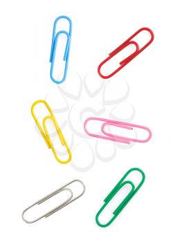 collection of paper clip isolated on white background