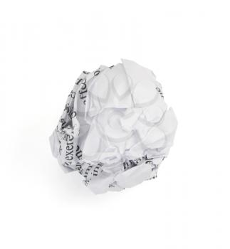 crumpled paper ball isolated on white background