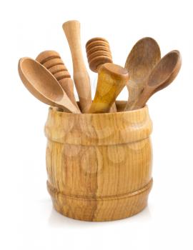 wooden kitchen utensil isolated on white background