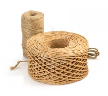 roll of twine cord and thread isolated on white background