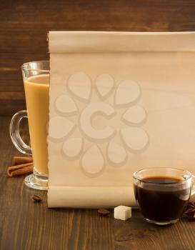 coffee concept on wooden background