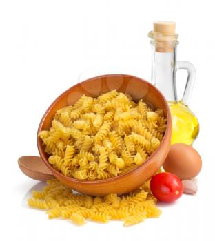 pasta fusilli isolated on white background
