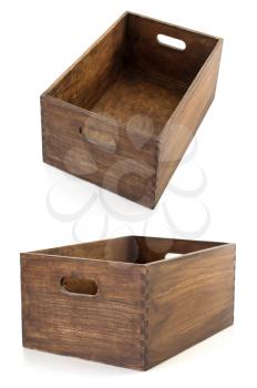 wooden box isolated on white background