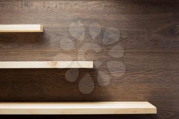 wooden shelf at brown background  texture