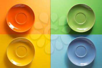 empty plate at abstract colorful background