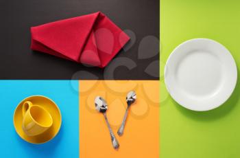 kitchenware at abstract colorful background