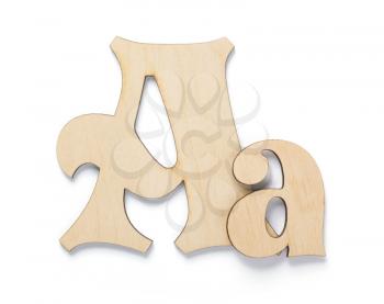 wooden letters isolated at white background
