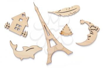 wooden toys isolated on white background