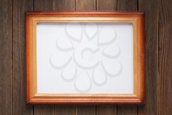 photo picture frame on wooden background wall