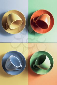 empty cup at colorful paper background