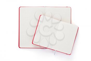 notebook or notepad isolated at white background, top view