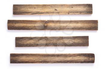 aged wooden board, beam or bars isolated on white background