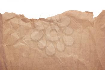 piece of wrinkled or crumpled paper texture isolated on white background