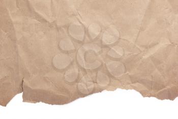 piece of wrinkled or crumpled paper texture isolated on white background